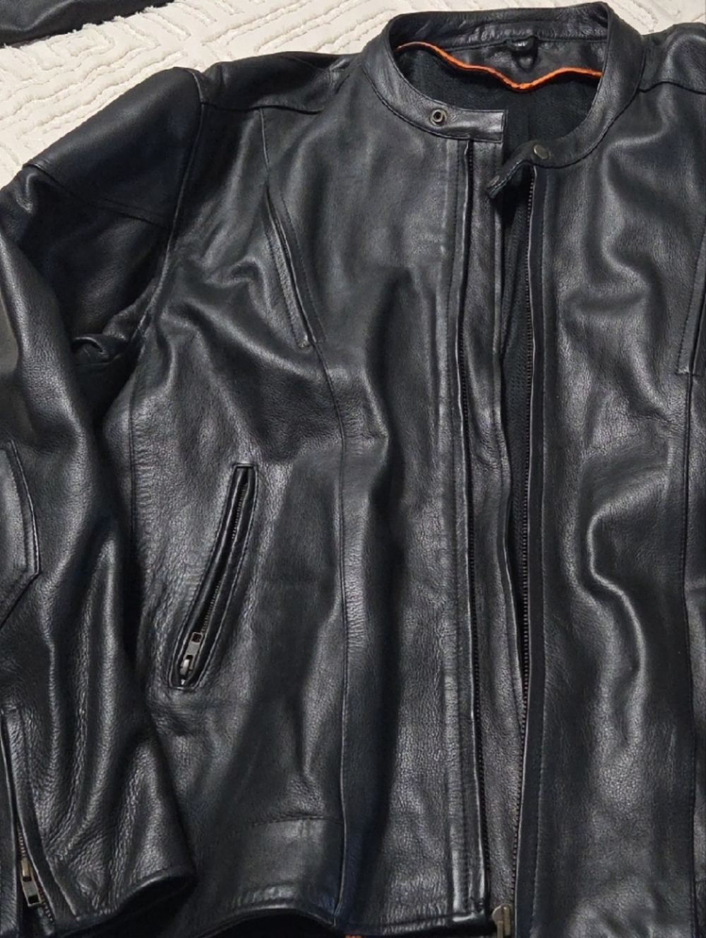 Men's Black Leather Bomber Jacket - Classic Varsity Style